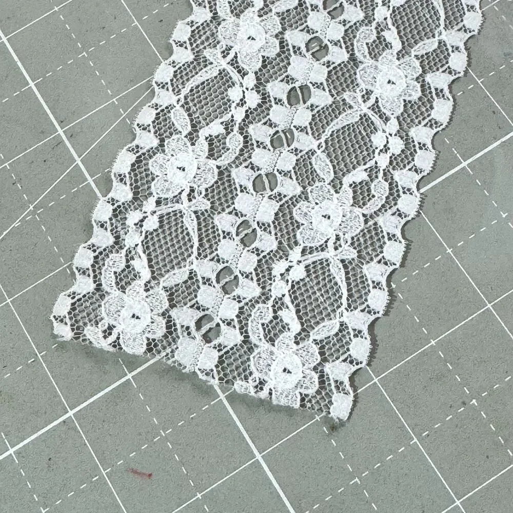 Vintage White Floral Lace Trim Spool 50% Left 2-3/8in Bulk Bridal Sewing Craft